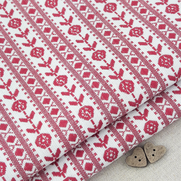 Christmas Rose Stripe ~ Berry Red