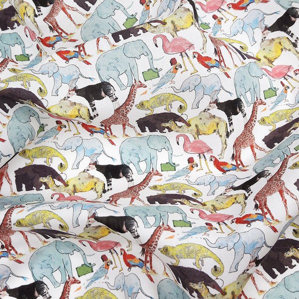 Liberty Fabrics ~ Queue for the Zoo F Blue