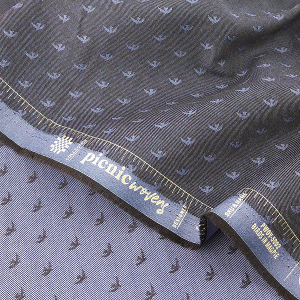AGF Picnic Wovens ~ Birds Magpie Blue