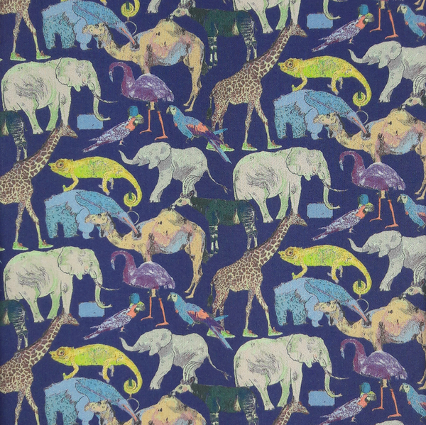 Liberty Fabrics ~ Queue for the Zoo H Dark Blue
