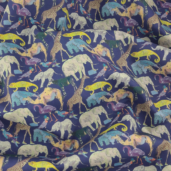 Liberty Fabrics ~ Queue for the Zoo H Dark Blue