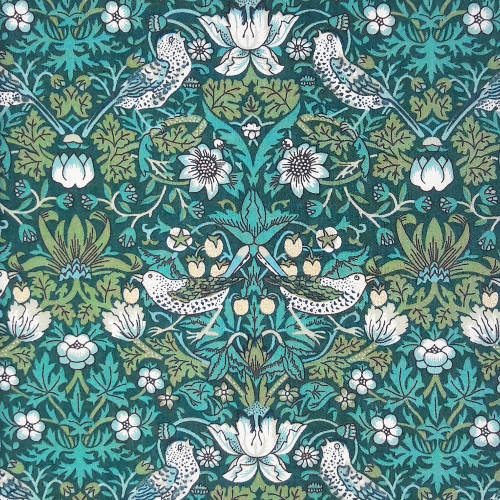 Liberty Fabrics ~ Strawberry Thief T Green Metallic