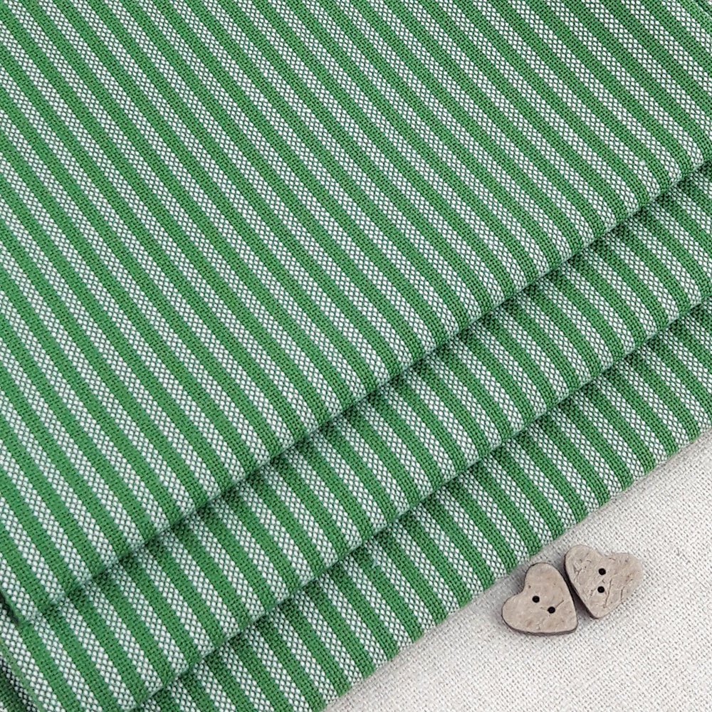 Mini Stripe ~ Cream and Garland Green
