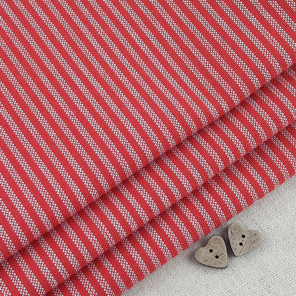 Mini Stripe ~ Cream on Apple Red