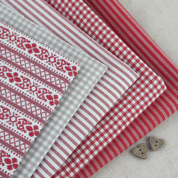 Mini Stripe ~ Cream on Apple Red