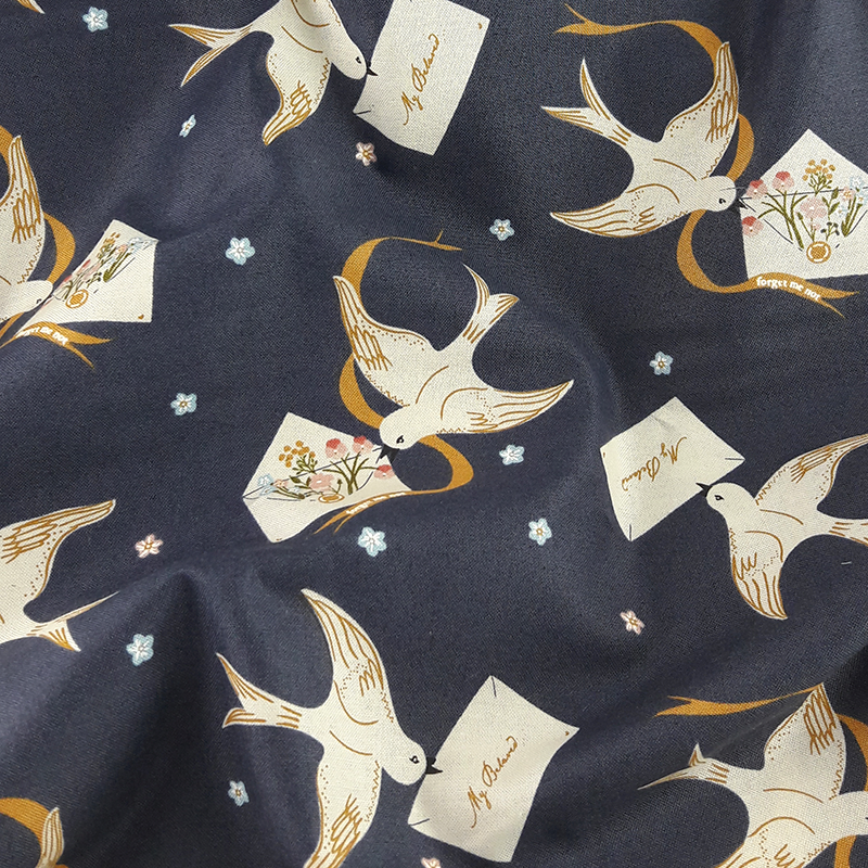 Moda Fabrics ~ Enchantment Birds Navy Blue