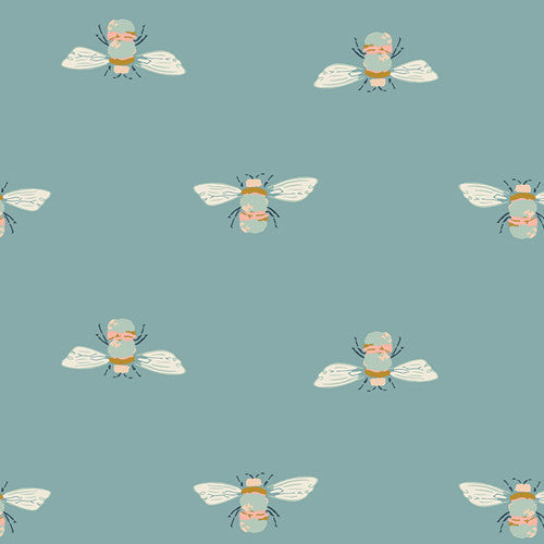 Bumblebuzz ~ Teal - Billow Fabrics
 - 1